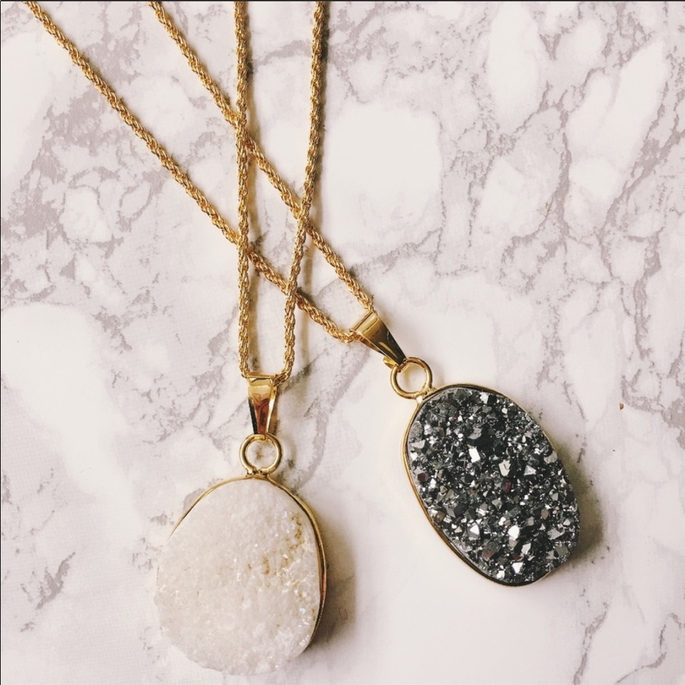 Large Druzy Pendant Necklace